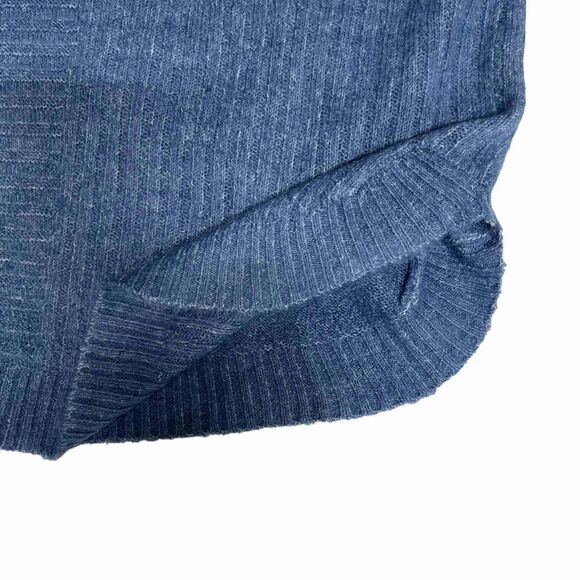 Como Vintage Pullover Sweater Mock Neck Blue Denim Rounded Hem Side Slits Small - Picture 13 of 15